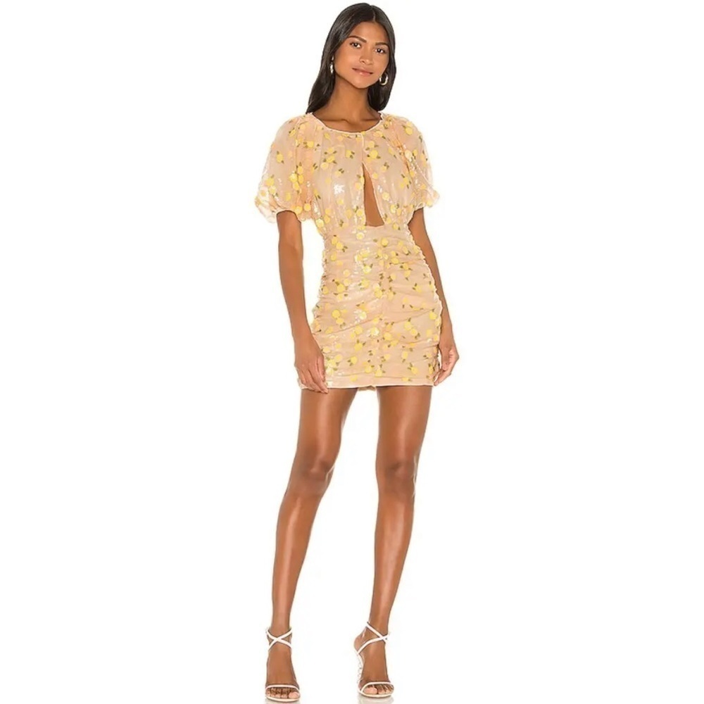 For Love & Lemons Ryder Sequin Floral Mini Dress in Tangerine Size Small NWT
